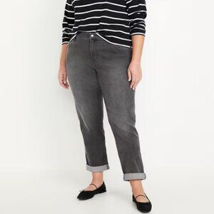Old Navy Mid-Rise Wow Boyfriend Straight Jeans 18 Tall Black‎ Washed Denim